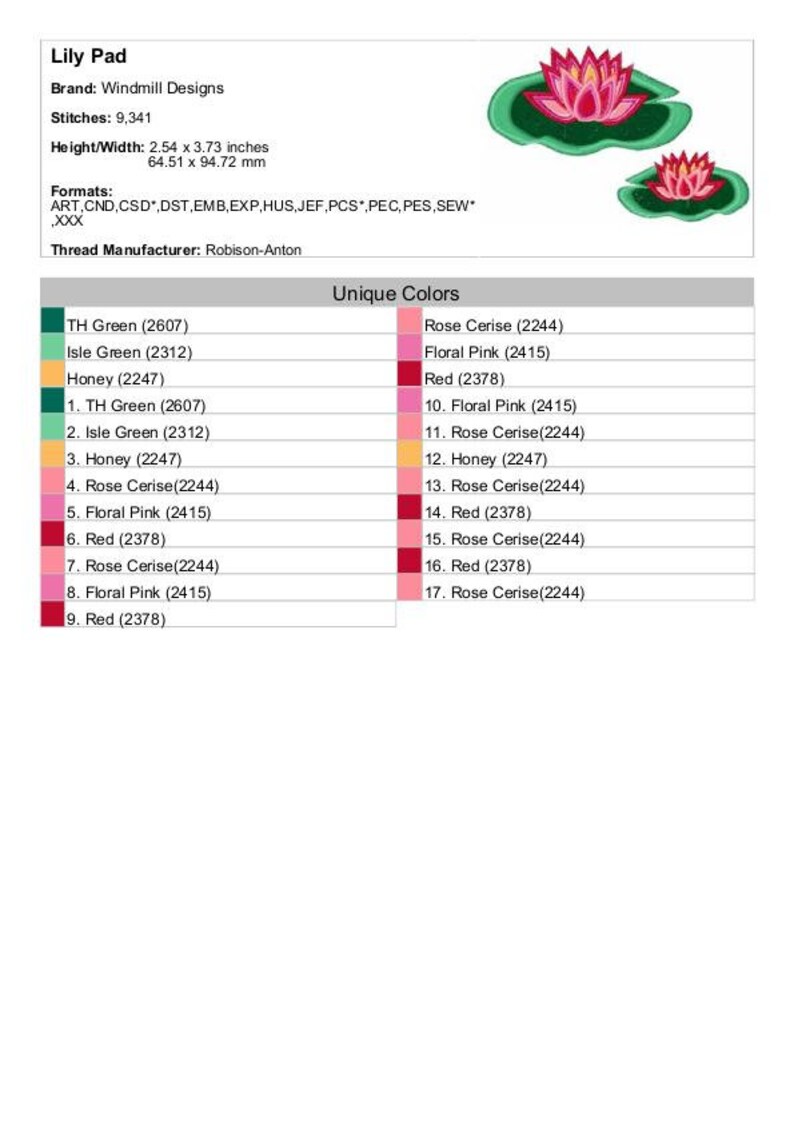 Lily Pad Flower machine Embroidery Design Embroidery Etsy