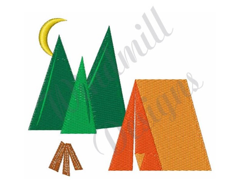 Camping Scene Machine Embroidery Design Embroidery Designs Etsy