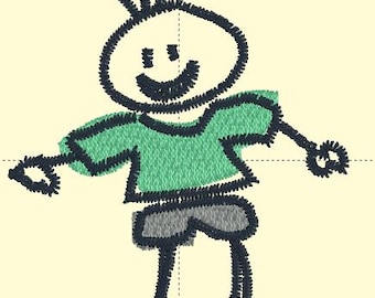 Stick Figure Boy Machine Embroidery Design, Embroidery Designs, Embroidery, Embroidery Patterns, Embroidery Files, Instant Download