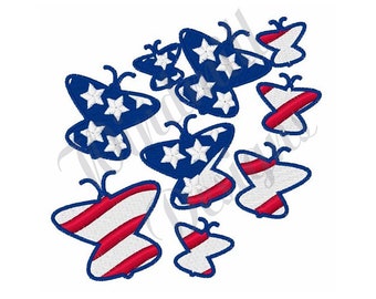 Patriotic Butterflies - Machine Embroidery Design, Embroidery Designs, Embroidery, Embroidery Patterns, Embroidery Files, Instant Download
