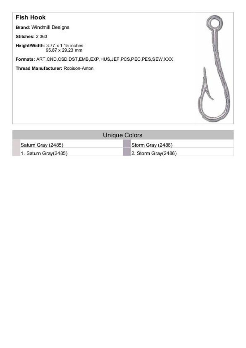 Fish Hook - Machine Embroidery Design, Embroidery Designs, Machine ...