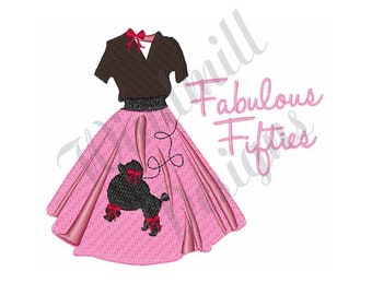 Fabulous Fifties Poodle SkirtMachine Embroidery Design, Embroidery Designs, Machine Embroidery, Embroidery Patterns & File, Instant Download