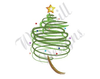 Swirly Christmas Tree Machine Embroidery Design, Embroidery Designs, Machine Embroidery, Embroidery Patterns, Instant Download