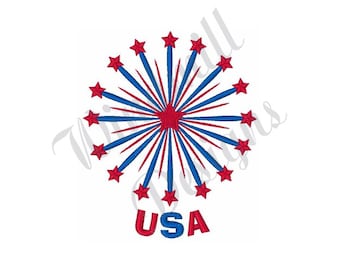 Feu d'artifice étoiles USA - motif de broderie Machine, motifs de broderie, motifs de broderie, fichiers de broderie, téléchargement immédiat