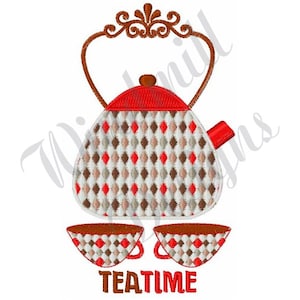 Tea Time Tea Set - Machine Embroidery Design, Embroidery Designs, Embroidery Patterns, Embroidery Files, Instant Download