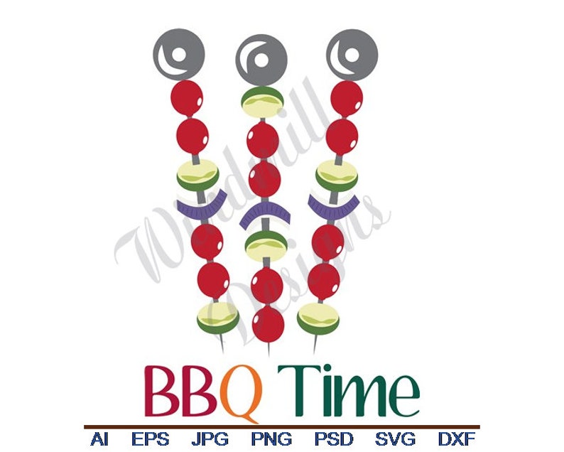 Svg Vector Art Eps Clipart Cut File Dxf Bbq Time Veggie Kabob Jpg Png