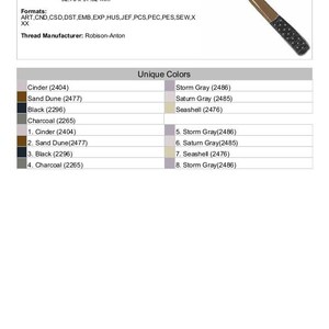 May include: A hammer tool embroidery design with a brown wooden handle and a silver metal head. The design includes 8 unique colors: Cinder, Sand Dune, Black, Charcoal, Storm Gray, Saturn Gray, Seashell, and Storm Gray.
