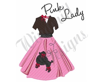 Pink Lady Poodle Skirt Machine Embroidery Design, Embroidery Designs, Machine Embroidery, Embroidery Patterns & Files, Instant Download