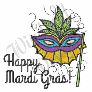 Happy Mardi Gras - Maschinenstickerei, Stickmuster, Stickmuster, Stickdateien, Sofort Download