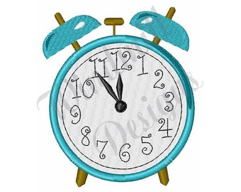 Reloj despertador - Diseño de bordado de máquina, diseños de bordado, bordado de máquina, patrones de bordado, archivos de bordado, descarga instantánea