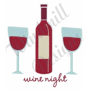 Wine Night -Machine Embroidery Design, Embroidery Designs, Machine Embroidery, Embroidery Patterns, Embroidery Files, Instant Download