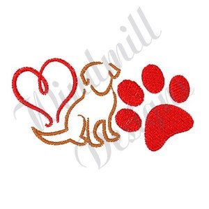 Dog Love - Conception de broderie à la machine, Dessins de broderie, Broderie à la machine, Motifs de broderie, Fichiers de broderie, Téléchargement instantané