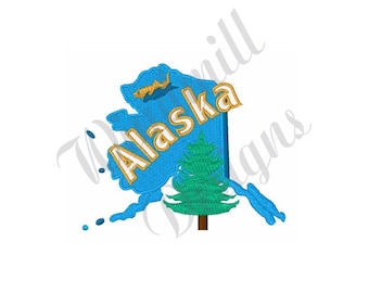 Alaska State - Machine Embroidery Design, Embroidery Designs, Embroidery Patterns, Embroidery Files, Instant Download
