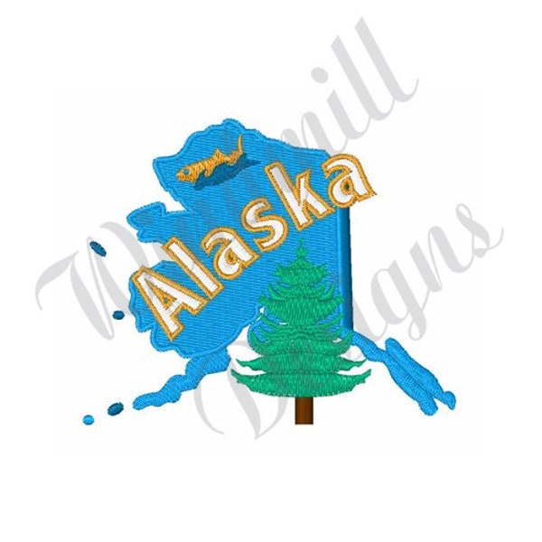Alaska State - Machine Embroidery Design, Embroidery Designs, Embroidery Patterns, Embroidery Files, Instant Download