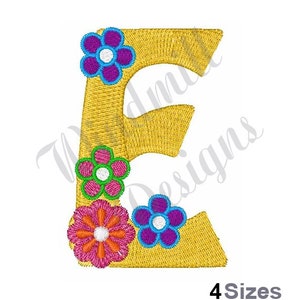 Flowers & Hearts Letter E - Machine Embroidery Design, Embroidery Designs, Machine Embroidery, Embroidery Patterns Files, Instant Download
