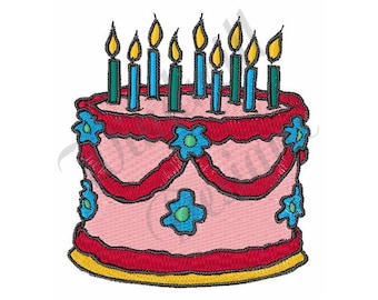 Birthday Cake - Machine Embroidery Design, Embroidery Designs, Machine Embroidery, Embroidery Patterns, Embroidery Files, Instant Download