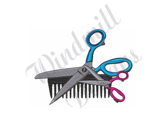 Comb & Scissors - Machine Embroidery Design, Embroidery Designs, Machine Embroidery, Embroidery Patterns, Embroidery Files, Instant Download