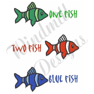 One Two Blue Fish - machine embroidery design