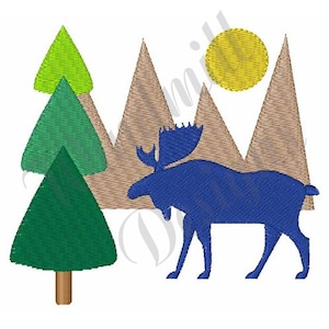 Moose Scene - Machine Embroidery Design, Embroidery Designs, Machine Embroidery, Embroidery Patterns, Embroidery Files, Instant Download