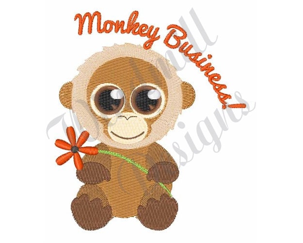 Cute Monkey Business - Machine Embroidery Design, Embroidery