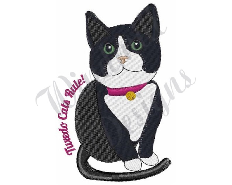 Tuxedo Cats Rule machine Embroidery Design Embroidery Etsy