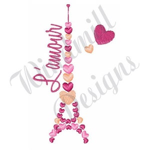 Eiffel Tower Hearts - Machine Embroidery Design, Embroidery Designs, Machine Embroidery, Embroidery Patterns & Files, Instant Download