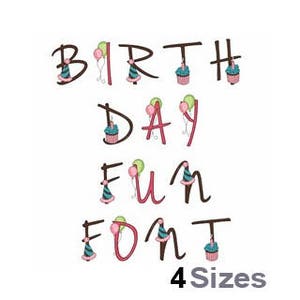 Birthday Fun Machine Embroidery Font Instant Download Embroidery Alphabet BX Font