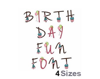 Birthday Fun Machine Embroidery Font Instant Download Embroidery Alphabet BX Font