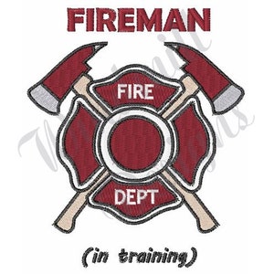 Fireman In Training - Machine Embroidery Design, Embroidery Designs, Embroidery Patterns, Embroidery Files, Instant Download