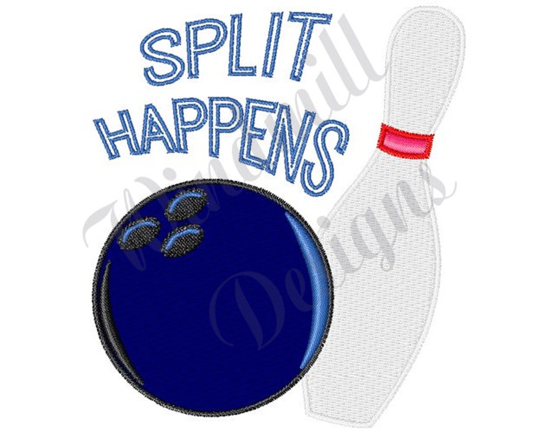 Split Happens Bowling Machine Embroidery Design, Embroidery Designs