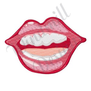 Puede incluir: Labios rojos con dientes blancos, una ilustración de estilo de dibujos animados de una boca sonriente.