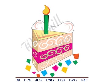Colorful Birthday Cake - Svg, Dxf, Eps, Png, Jpg, Vector Art, Clipart, Cut File