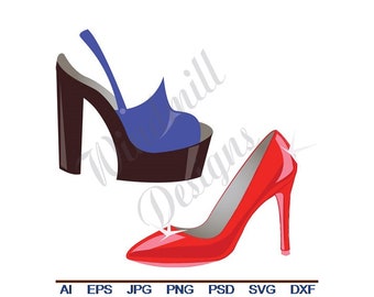 Zapatos de tacón alto - Svg, Dxf, Eps, Png, Jpg, Vector Art, Clipart, Cut File