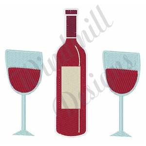 Wine Bottle Glasses - Machine Embroidery Design, Embroidery Designs, Machine Embroidery, Embroidery Patterns & Files, Instant Download