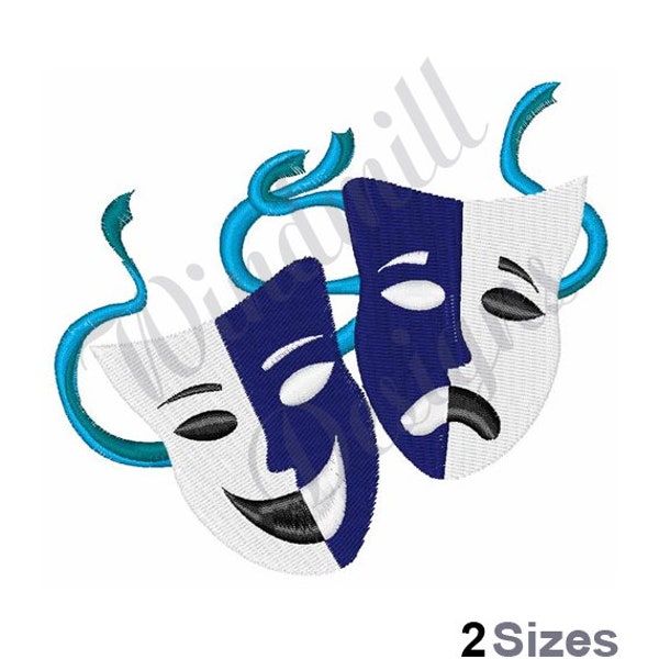 Theater Drama Maskers - Machine Borduurwerk Ontwerp, Borduurwerk Ontwerpen, Machine Borduurwerk, Borduurpatronen &Bestanden, Instant Download