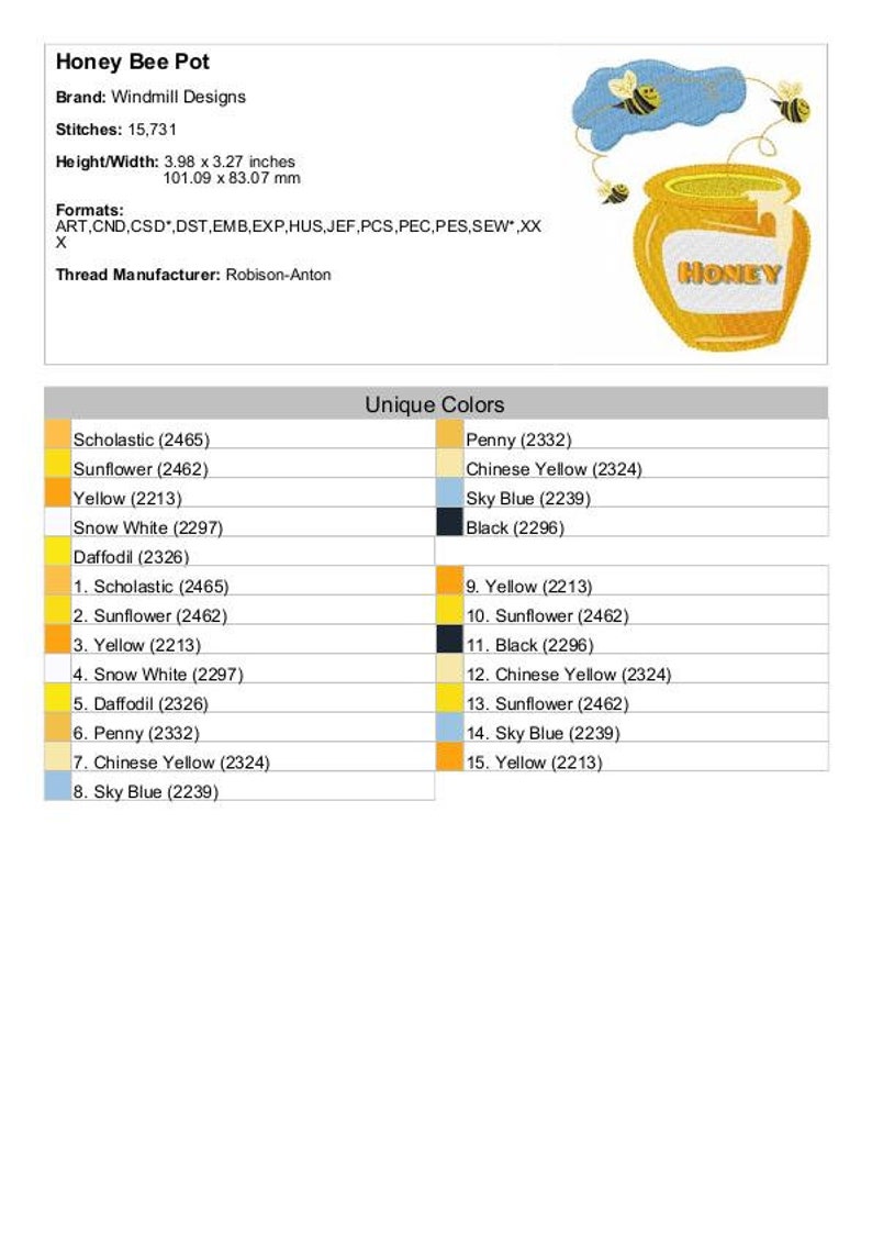 Honey Bee Honey Pot Machine Embroidery Design Embroidery Etsy
