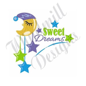 Sweet Dreams Crescent Moon - Machine Embroidery Design, Embroidery Designs, Machine Embroidery, Embroidery Patterns Files, Instant Download