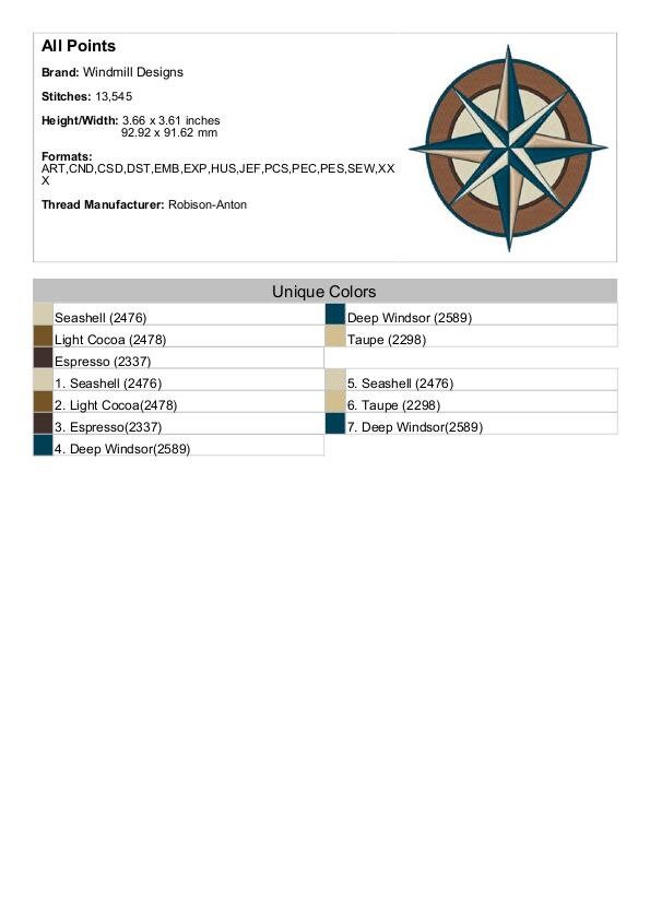 Compass Rose - Machine Embroidery Design, Embroidery Designs, Machine ...