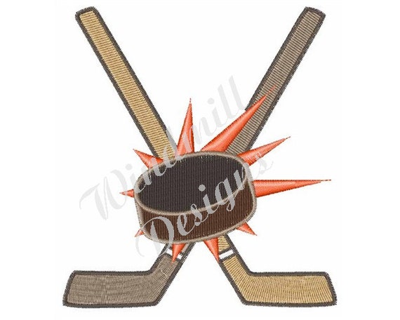 Hockey sticks and puck machine embroidery design embroidery  etsy