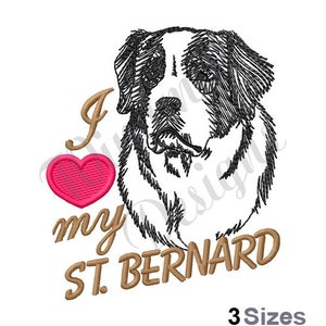 I Love My St. Bernard Dog - Machine Embroidery Design, Embroidery Designs, Machine Embroidery, Embroidery Patterns & Files, Instant Download