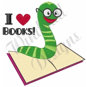Bookworm  - Machine Embroidery Design, Embroidery Designs, Machine Embroidery, Embroidery Patterns, Embroidery Files, Instant Download