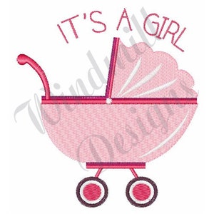 Es ist ein Mädchen Baby Kinderwagen - Maschine Stickerei Design, Stickerei Designs, Stickmuster, Stickdateien, Instant Download