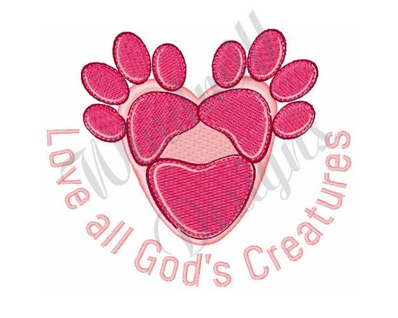 Dog Paw print Machine Embroidery design Love dog Heart Dog Paw print Machine Embroidery design Love dog Heart