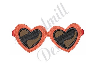 Heart Shaped Sunglasses Machine Embroidery Design, Embroidery Designs, Machine Embroidery, Embroidery Patterns & Files, Instant Download