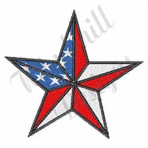 American Flag Star - Machine Embroidery Design, Embroidery Designs, Embroidery Patterns, Embroidery Files, Instant Download