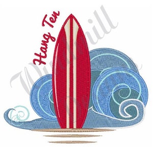 Hang Ten Surfboard Machine Embroidery Design, Embroidery Designs, Machine Embroidery, Embroidery Patterns, Embroidery File, Instant Download