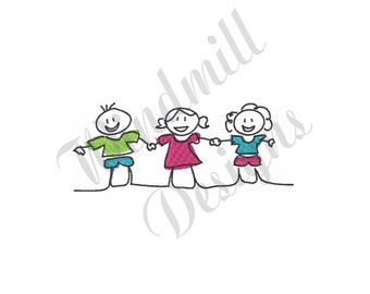 Stick Figure Children Machine Embroidery Design, Embroidery Designs, Embroidery, Embroidery Patterns, Embroidery Files, Instant Download