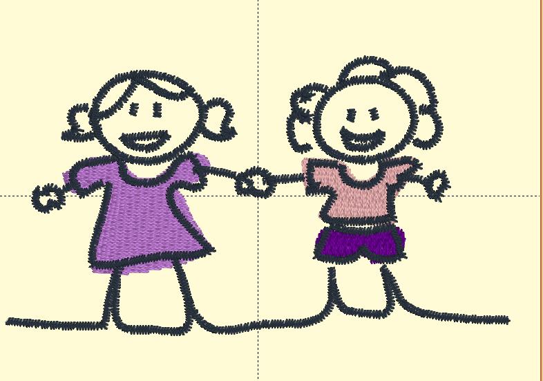 Stick Figure Children Girls Machine Embroidery Design, Embroidery Designs, Embroidery Patterns, Embroidery Files, Instant Download