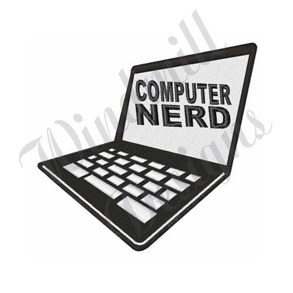 Computer Nerd Laptop - Machine borduurwerk ontwerp, borduurwerk ontwerpen, borduurpatronen, borduurbestanden, instant download