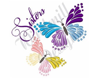 Sisters Butterfly Machine Embroidery Design, Embroidery Designs, Machine Embroidery, Embroidery Patterns, Embroidery Files, Instant Download